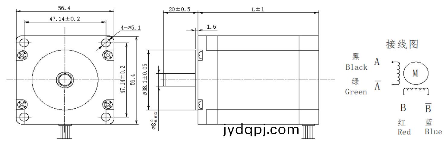 57系列1.8°两相开环步进电机结构