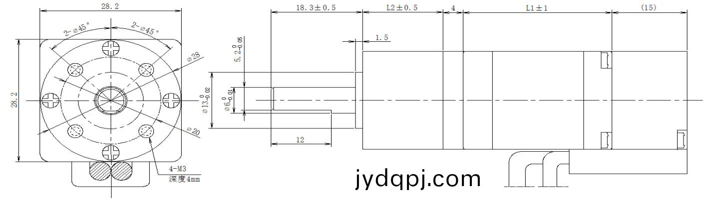 28系列闭环步进电机+齿轮箱结构