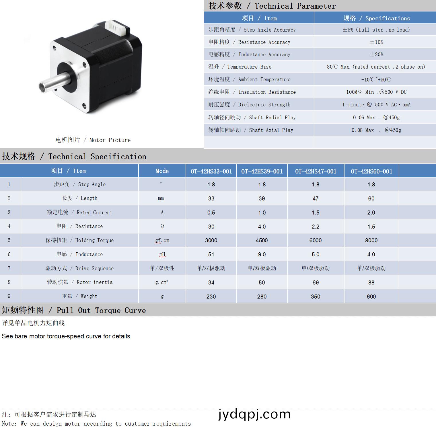 42系列空心轴电机技术参数