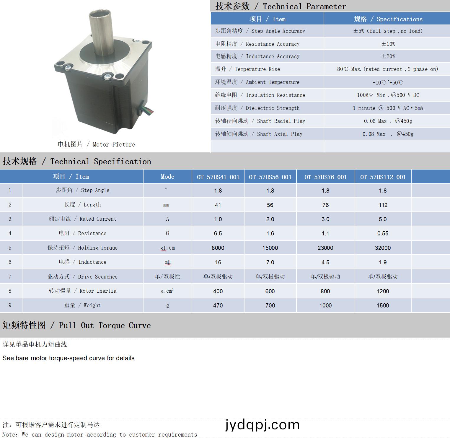 57系列空心轴电机技术参数