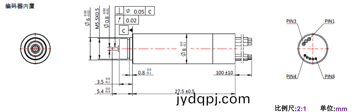 ECS 0828 内置编码器空心杯电机-万至达电机