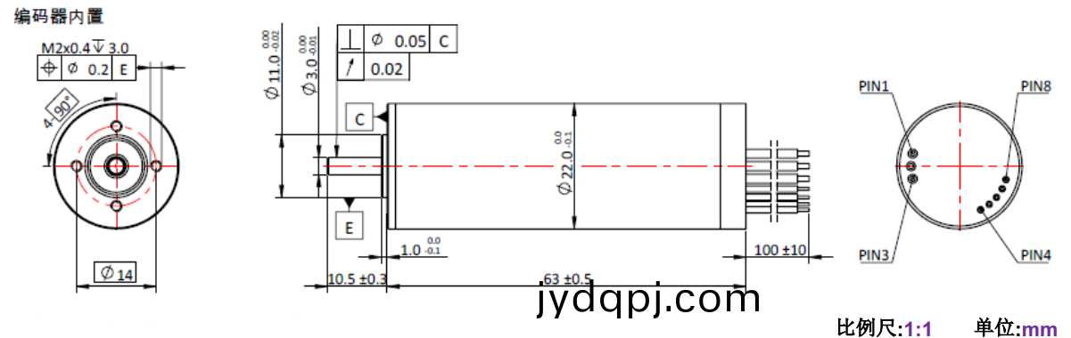 ECS 2263 内置编码器空心杯电机-万至达电机